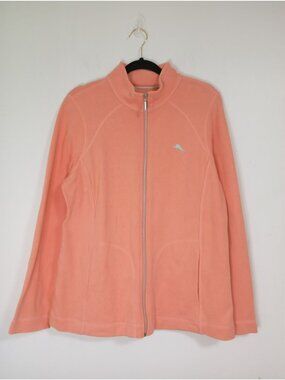 Tommy Bahama Womens Coral Full-Zip Hoodies Jacket XL With Pockets 98% Cotton